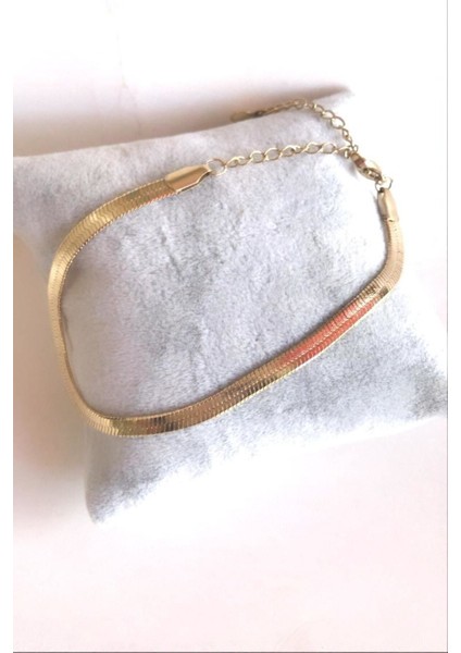 Altın Kaplama Çelik Düz Zincir Bileklik, Şık ve Dayanıklı Takı fırsatları