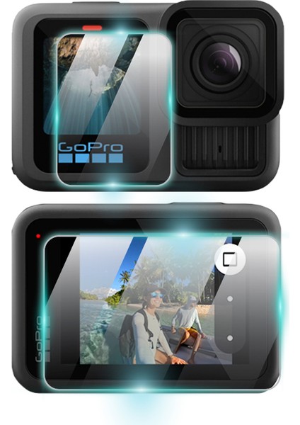 Gopro HERO13 Kamera Için 9h Nano Ipg Proactive Ekran Koruyucu (2 Adet Büyük, 1 Adet Küçük Ekran), Pürüzsüz Cam Bitiş