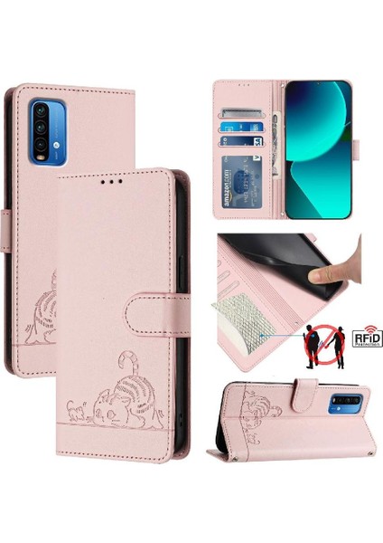 Xiaomi Redmi 9 Için Kılıf Güç Kedi Rfıd Kart Yuvası Tutucu Kickstand Cüzdan (Yurt Dışından) indirimleri
