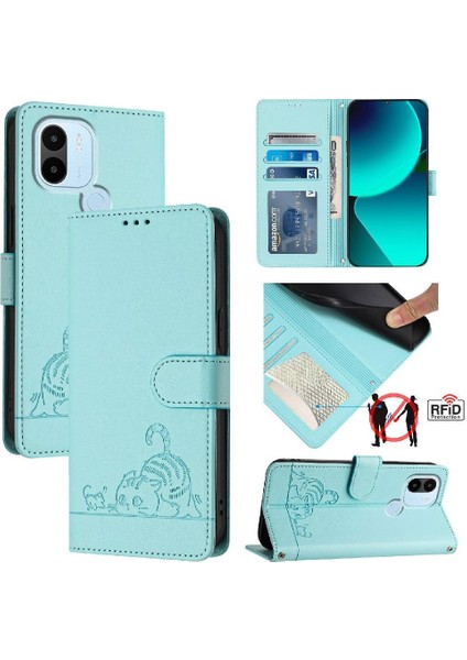Xiaomi Redmi A1 Artı/a2 Artı 4g Cüzdan Kapak Çevirin Kedi Rfıd Kart (Yurt Dışından)