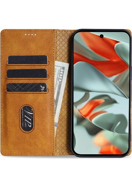 Google Piksel 9 Pro Için Flip Case Yan Cep Anti Kayma Manyetik Kapatma (Yurt Dışından)