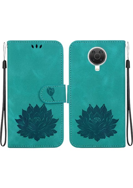 Nokia G10/G20 Kabartma Lotus Çiçek Kickstand Kickstand Için Flip Case (Yurt Dışından)