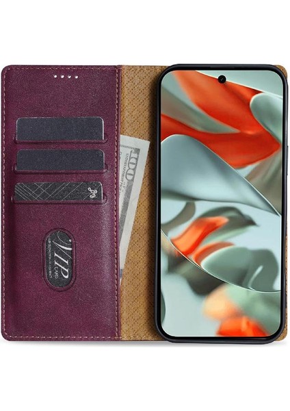 Google Piksel 9 Pro Için Flip Case Yan Cep Anti Kayma Manyetik Kapatma (Yurt Dışından)