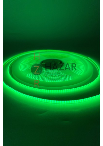 12 Volt 3mm 400 Ledli Ince Esnek Cob Şerit LED Yeşil IP20 5 Metre