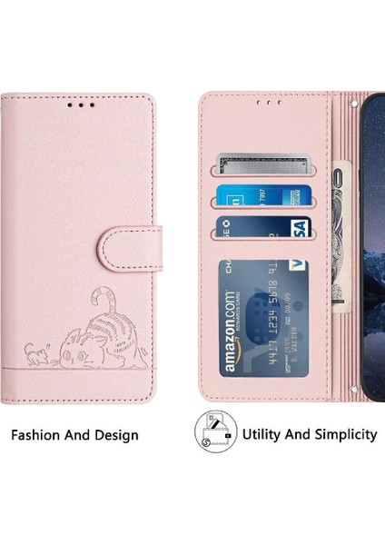 Xiaomi Redmi Için Not 11R Kedi Rfıd Cüzdan Kapak Çevirin Kart Yuvası Tutucu (Yurt Dışından)