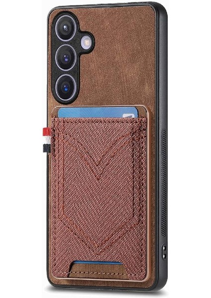 Samsung Galaxy S24 Kot Cep Tasarım Crad Yuvası Manyetik Araba (Yurt Dışından)