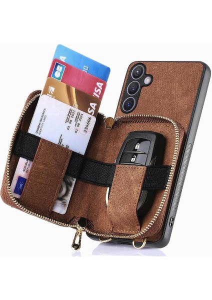 Samsung Galaxy S24 Premium Deri Fermuar Kapatma Ayarlanabilir 7 (Yurt Dışından) modelleri