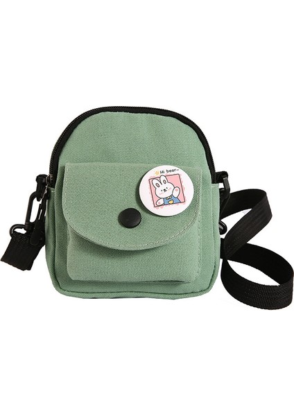 Çapraz Askılı Çanta Taşınabilir Yüksek Kaliteli Aşınmaya Dayanıklı Kanvas Kumaş Düz Renkli Mini Stil, Yeşil (Yurt Dışından)