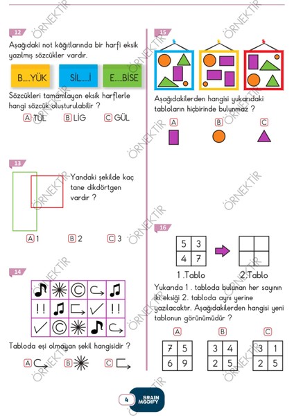 Brain Modify Yeni Nesil Soru Bankası 1. Sınıf