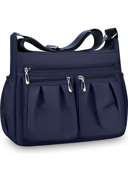 Çapraz Askılı Çanta Taşınabilir Su Geçırmez Oxford Kumaş Malzemesi Edebi ve Çin Tarzı, Mavi (Yurt Dışından)