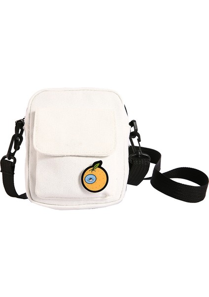 Çapraz Askılı Çanta Taşınabilir Yüksek Kaliteli Kanvas Kumaş Düz Renkli Mini Stil, Beyaz (Yurt Dışından)