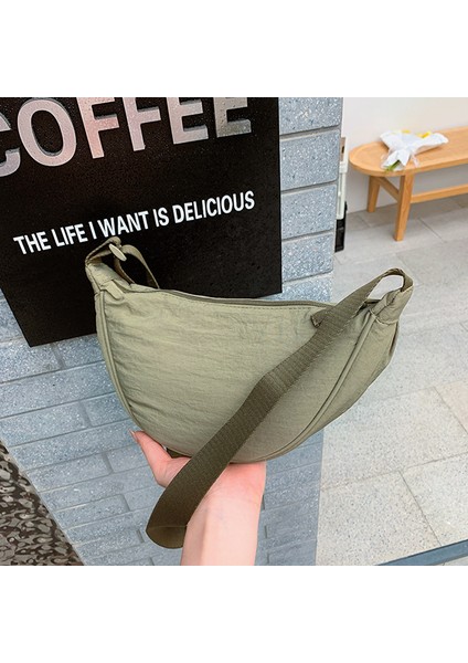 Çapraz Askılı Çanta Taşınabilir Yüksek Kaliteli Rahat Kumaş Kumaş Kentsel Tarz, Yeşil (Yurt Dışından)