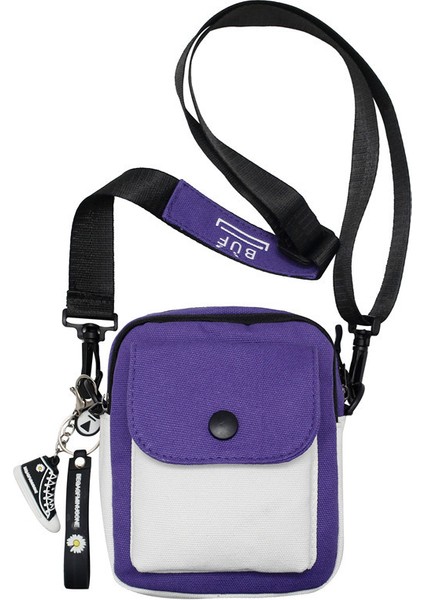 Çapraz Askılı Çanta Taşınabilir Yüksek Kaliteli Kanvas Kumaş Zıt Renkler ve Modaya Uygun Stil, Mor (Yurt Dışından)