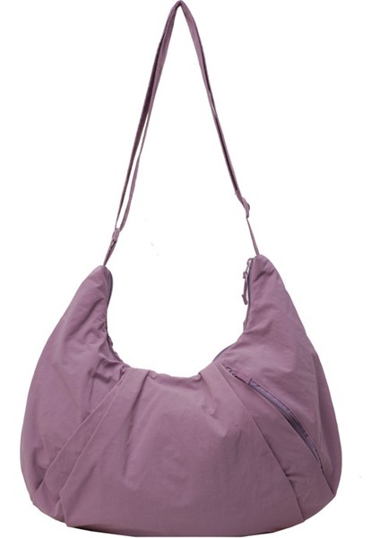 Çapraz Askılı Çanta Taşınabilir Yüksek Kaliteli ve Rahat Naylon Kumaş Sade Stil, Mor (Yurt Dışından)