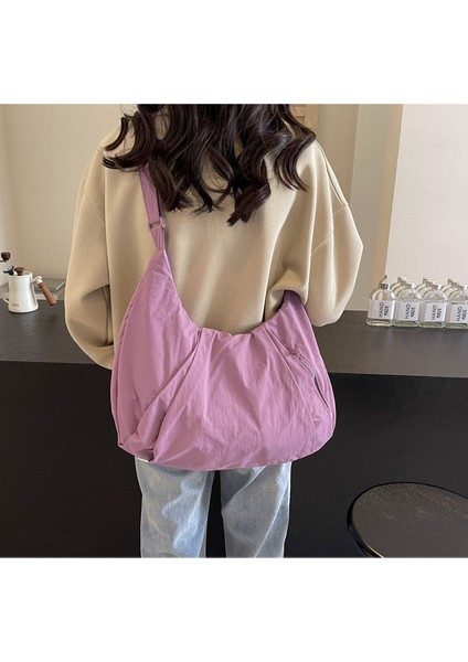 Çapraz Askılı Çanta Taşınabilir Yüksek Kaliteli ve Rahat Naylon Kumaş Sade Stil, Mor (Yurt Dışından) modelleri