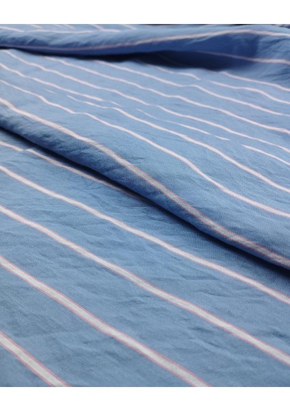 Aerobin Dokuma Mavi Pembe Beyaz Çizgili En: 150 cm