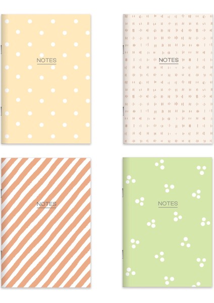 Karton Kapak Hafif Kağıt Defter 4'lü Set-Toprak (2çizgili+2düz) 14*20 24 Yp.