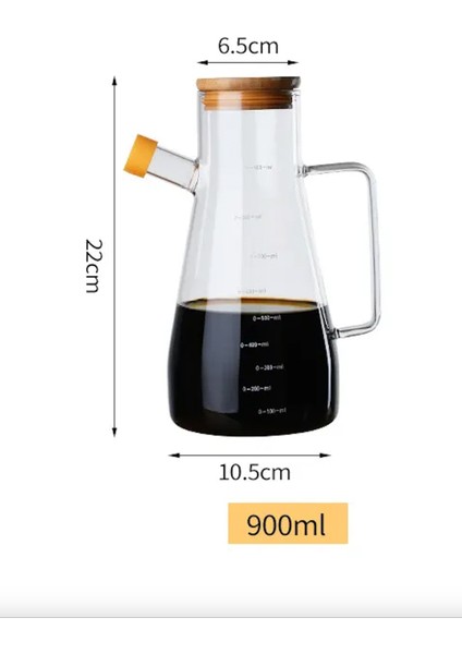Borosilikat Cam Bambu Kapaklı Yağlık 900ML