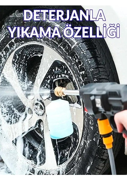 Lieber German  2x Akülü Basınçlı Oto Bahçe Araba Yıkama Sulama Makinesi  999 Vf 30 Ah Köpüklü