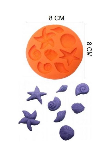Şeker Hamur Kalıbı Silikon Deniz Kabukları 8 x 8 cm