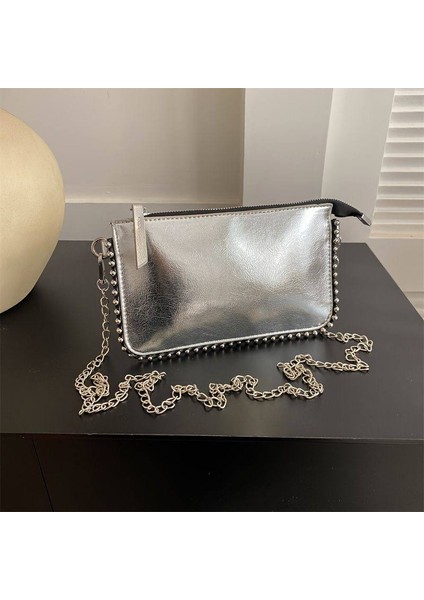 Zincir Kol Askılı Boncuk Detaylı Kadın El ve Omuz Çantası