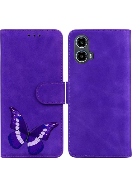 Motorola Moto G24 Flip Folio Kapak Için Flip Case Kart Yuvaları Renk Baskılı (Yurt Dışından)