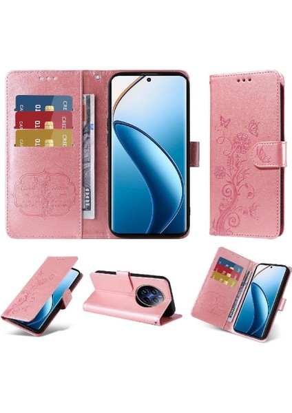 Realme 12 Pro Artı Flip Çiçek Cardyuvaları Deri Için Flip Case (Yurt Dışından)