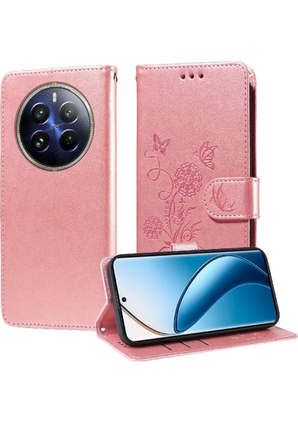 Realme 12 Pro Artı Flip Çiçek Cardyuvaları Deri Için Flip Case (Yurt Dışından)