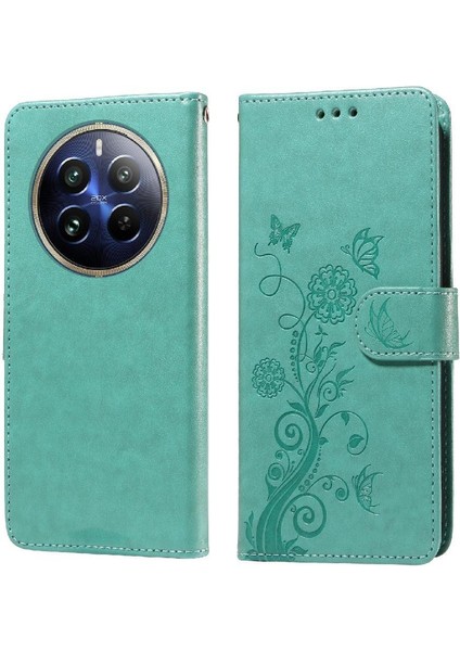 Realme 12 Pro Artı Flip Çiçek Cardyuvaları Deri Için Flip Case (Yurt Dışından)