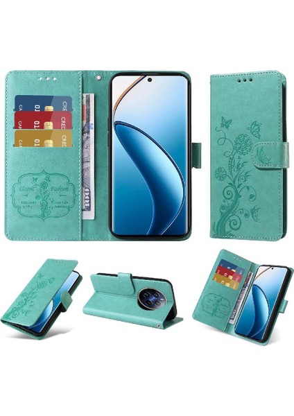 Realme 12 Pro Artı Flip Çiçek Cardyuvaları Deri Için Flip Case (Yurt Dışından)