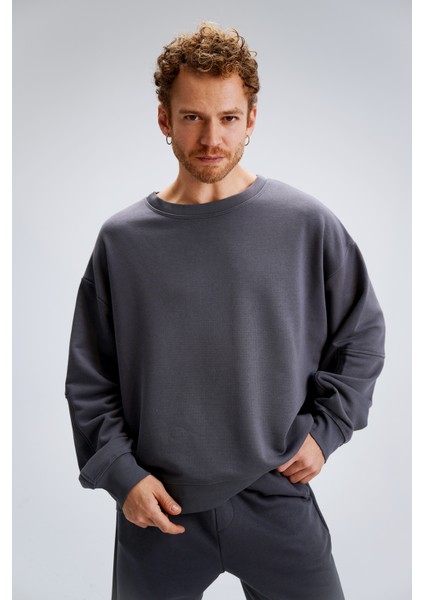 Erkek Timeless Oversize Antrasit Sweatshirt