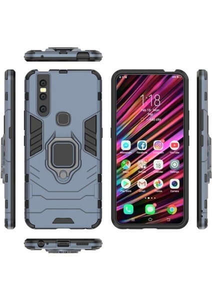 Vivo V15 Kickstand Darbeye Askeri Için Halka Araç Montaj Kickstand Durumda (Yurt Dışından)