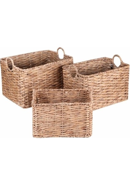 Dekoratif Dikdörtgen Sepet Saksılık 3'lü