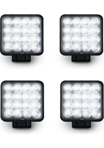 Off Road Sis Farı Çalışma Lambası 16 Led Kare Su Geçirmez 48W 4 Adet