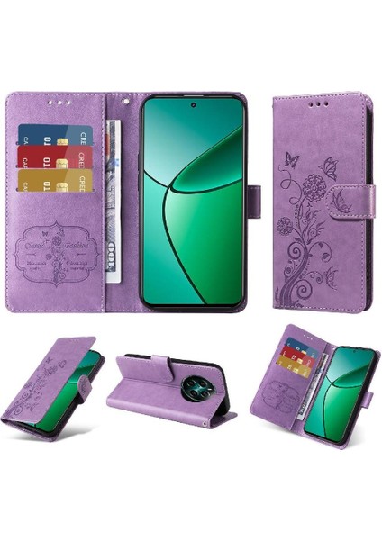 Realme 12 Artı Kart Yuvaları Deri Çiçek Flip Için Flip Case (Yurt Dışından)