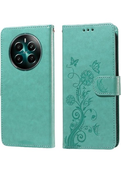 Realme 12 Artı Kart Yuvaları Deri Çiçek Flip Için Flip Case (Yurt Dışından)