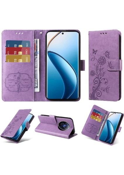 Realme 12 Pro Artı Flip Çiçek Cardyuvaları Deri Için Flip Case (Yurt Dışından)