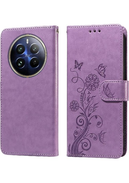 Realme 12 Pro Artı Flip Çiçek Cardyuvaları Deri Için Flip Case (Yurt Dışından)