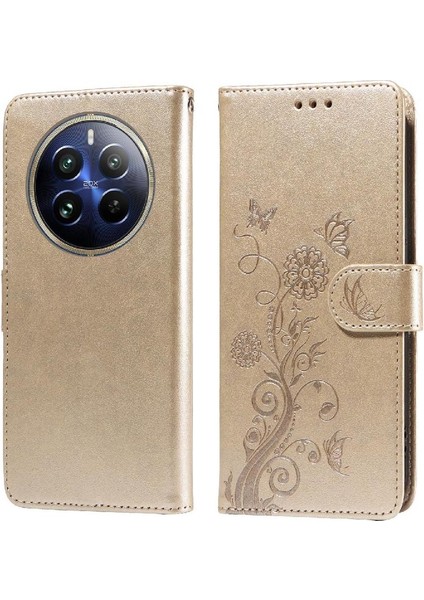 Realme 12 Pro Artı Flip Çiçek Cardyuvaları Deri Için Flip Case (Yurt Dışından)