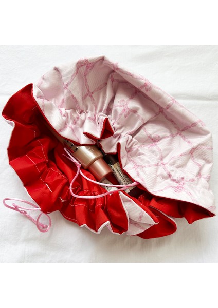 Kurdele Desenli Büzgülü Makyaj Çantası