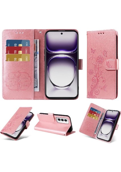 Oppo Oppo 12 5g Çiçek Kart Yuvaları Flip Deri Için Flip Case (Yurt Dışından)