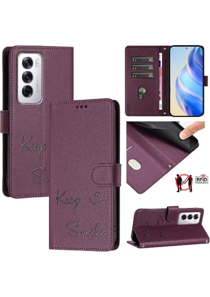 Oppo Case 12 5g Flıp Kapak Için Kılıf Rfıd Engelleme Kart Tutucu Cüzdan Pu (Yurt Dışından)