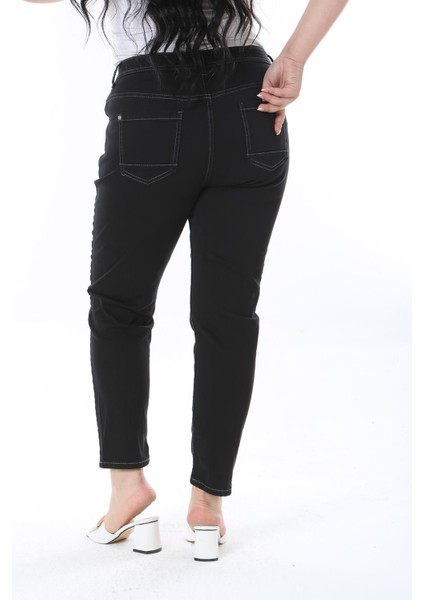 Kadın Büyük Beden Siyah 5 Cepli Likralı Gabardin Pantolon 65N38276 modelleri