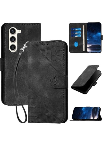 Ayrılabilir El Kayışı Kabartmalı ve Samsung Galaxy S23 Için Flip Case (Yurt Dışından)