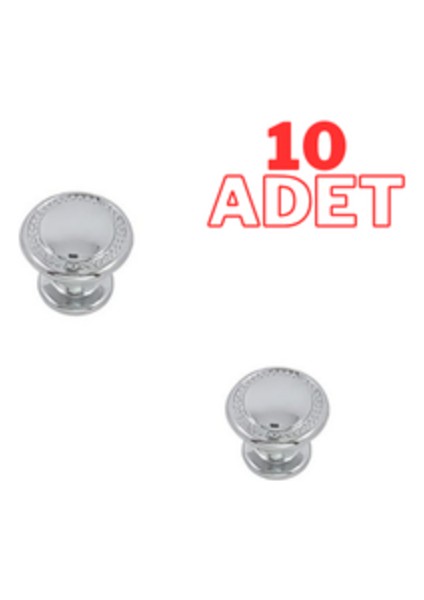 Krom Tek Düğme Çekmece Kulpu 10 Adet