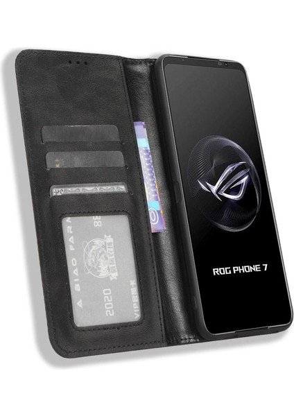 Rog Telefon 7 Pu Deri Manyetik Kapatma Cüzdan Için Kılıf (Yurt Dışından)