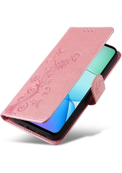 Xiaomi Redmi Için Flip Case 13 4g Deri Çevirme Çiçek Kart Yuvaları (Yurt Dışından)