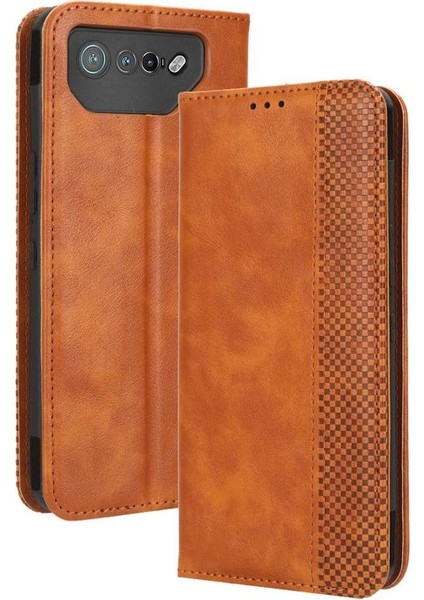 Rog Telefon 7 Pu Deri Manyetik Kapatma Cüzdan Için Kılıf (Yurt Dışından)