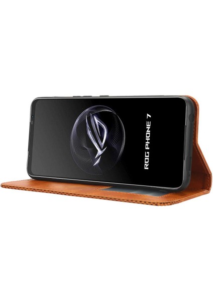 Rog Telefon 7 Pu Deri Manyetik Kapatma Cüzdan Için Kılıf (Yurt Dışından)