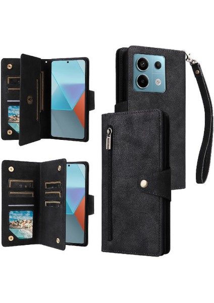 Xiaomi Redmi Not Için Kılıf 13 Pro Fermuar Cüzdan Kapak ile El Kayışı (Yurt Dışından)